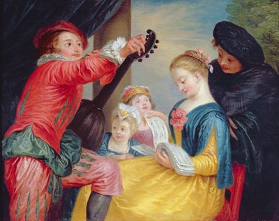 De Muziekles door Jean Antoine Watteau